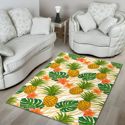 Beige Zebra Pineapple Pattern Print Area Rug GearFrost