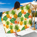 Beige Zebra Pineapple Pattern Print Beach Sarong Wrap