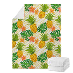 Beige Zebra Pineapple Pattern Print Blanket