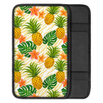 Beige Zebra Pineapple Pattern Print Car Center Console Cover