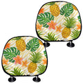 Beige Zebra Pineapple Pattern Print Car Headrest Covers