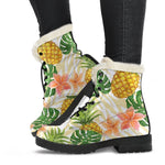 Beige Zebra Pineapple Pattern Print Comfy Boots GearFrost