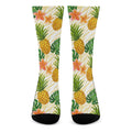 Beige Zebra Pineapple Pattern Print Crew Socks
