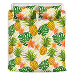 Beige Zebra Pineapple Pattern Print Duvet Cover Bedding Set