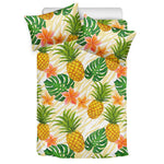 Beige Zebra Pineapple Pattern Print Duvet Cover Bedding Set