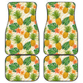 Beige Zebra Pineapple Pattern Print Front and Back Car Floor Mats