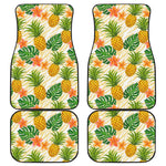 Beige Zebra Pineapple Pattern Print Front and Back Car Floor Mats