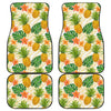 Beige Zebra Pineapple Pattern Print Front and Back Car Floor Mats