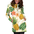 Beige Zebra Pineapple Pattern Print Pullover Hoodie Dress
