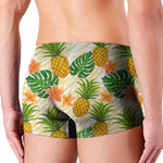 Beige Zebra Pineapple Pattern Print Men's Boxer Briefs