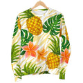 Beige Zebra Pineapple Pattern Print Men's Crewneck Sweatshirt