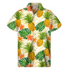 Beige Zebra Pineapple Pattern Print Men's Short Sleeve Shirt