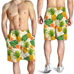 Beige Zebra Pineapple Pattern Print Men's Shorts
