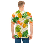 Beige Zebra Pineapple Pattern Print Men's T-Shirt