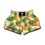 Beige Zebra Pineapple Pattern Print Muay Thai Boxing Shorts