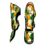 Beige Zebra Pineapple Pattern Print Muay Thai Shin Guard