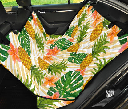 Beige Zebra Pineapple Pattern Print Pet Car Back Seat Cover
