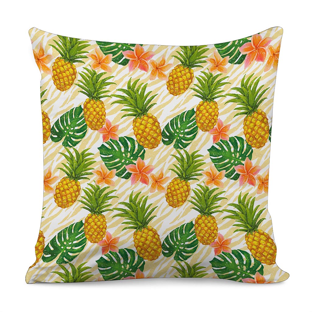 Beige Zebra Pineapple Pattern Print Pillow Cover