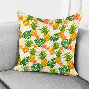 Beige Zebra Pineapple Pattern Print Pillow Cover