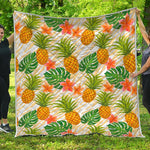 Beige Zebra Pineapple Pattern Print Quilt