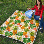 Beige Zebra Pineapple Pattern Print Quilt