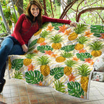 Beige Zebra Pineapple Pattern Print Quilt