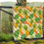 Beige Zebra Pineapple Pattern Print Quilt