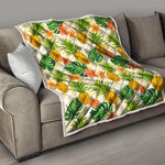 Beige Zebra Pineapple Pattern Print Quilt