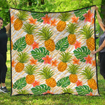 Beige Zebra Pineapple Pattern Print Quilt