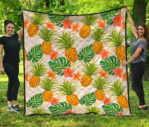 Beige Zebra Pineapple Pattern Print Quilt