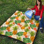 Beige Zebra Pineapple Pattern Print Quilt