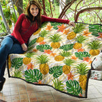 Beige Zebra Pineapple Pattern Print Quilt