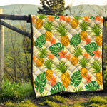 Beige Zebra Pineapple Pattern Print Quilt