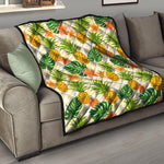 Beige Zebra Pineapple Pattern Print Quilt