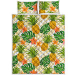 Beige Zebra Pineapple Pattern Print Quilt Bed Set