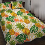 Beige Zebra Pineapple Pattern Print Quilt Bed Set