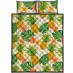 Beige Zebra Pineapple Pattern Print Quilt Bed Set