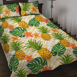 Beige Zebra Pineapple Pattern Print Quilt Bed Set