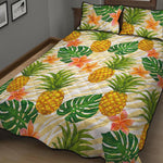 Beige Zebra Pineapple Pattern Print Quilt Bed Set