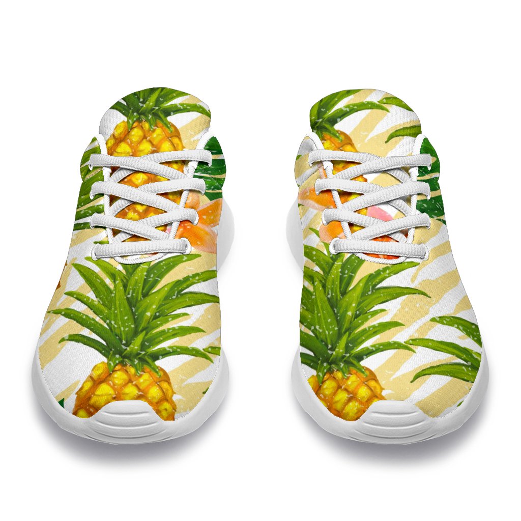 Beige Zebra Pineapple Pattern Print Sport Shoes GearFrost