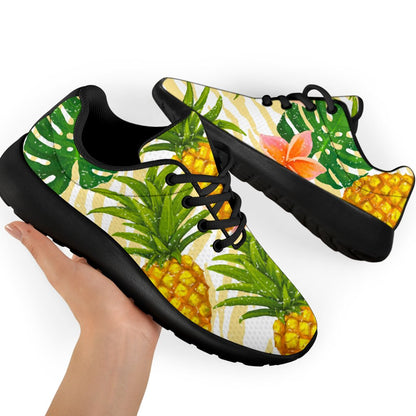 Beige Zebra Pineapple Pattern Print Sport Shoes GearFrost