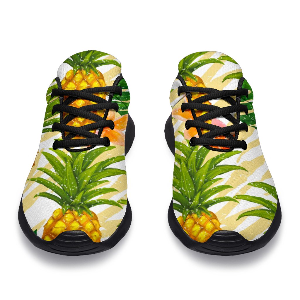 Beige Zebra Pineapple Pattern Print Sport Shoes GearFrost