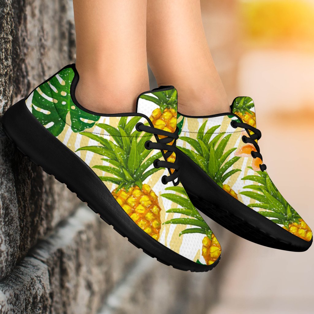 Beige Zebra Pineapple Pattern Print Sport Shoes GearFrost