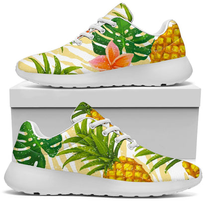 Beige Zebra Pineapple Pattern Print Sport Shoes GearFrost