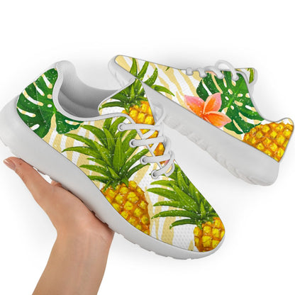 Beige Zebra Pineapple Pattern Print Sport Shoes GearFrost