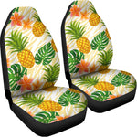 Beige Zebra Pineapple Pattern Print Universal Fit Car Seat Covers