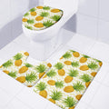Beige Zig Zag Pineapple Pattern Print 3 Piece Bath Mat Set