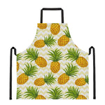 Beige Zig Zag Pineapple Pattern Print Apron