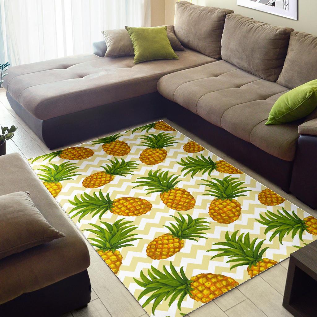Beige Zig Zag Pineapple Pattern Print Area Rug GearFrost