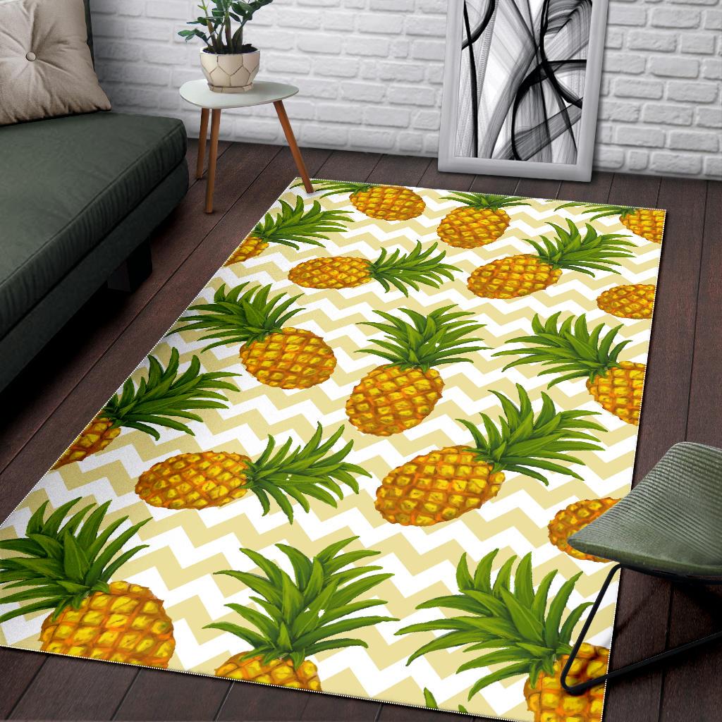 Beige Zig Zag Pineapple Pattern Print Area Rug GearFrost